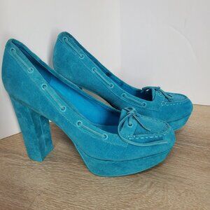 Sperry Top-Sider Jeffrey Womens Suede Heels Turquoise